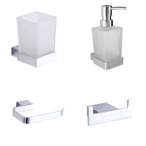 Manor Chrome 4-Piece Bathroom Accessory Pack - Tumbler, Paper Holder, Robe Hook & Soap Dispenser