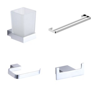 Manor Chrome 4-Piece Bathroom Accessory Pack - Tumbler, Paper Holder, Robe Hook & Double Towel Rail