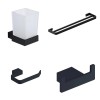 Gala Matt Black 4-Piece Bathroom Accessory Pack - Tumbler, Paper Holder, Robe Hook & Double Towel Rail