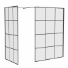 Wasdale 1400mm Wet Room Screen with 1000mm Wet Room Screen - Black Grid