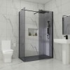 Wasdale 900mm Wet Room Screen with 760mm Wet Room Screen - Black Smoked