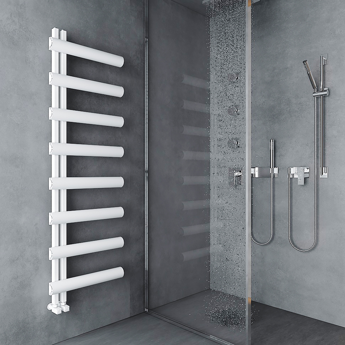 Carisa Moon L 1600 x 500mm White Designer Aluminium Towel Rail