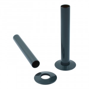 180mm Radiator Pipes and Collars (Pair) - Anthracite