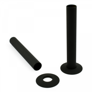 180mm Radiator Pipes and Collars (Pair) - Black
