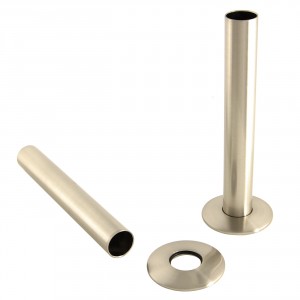 180mm Radiator Pipes and Collars (Pair) - Satin Nickel