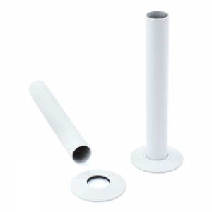 180mm Radiator Pipes and Collars (Pair) - White