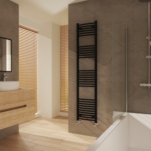 Fjord 1800 x 400mm Curved Black Heated Towel Rail