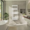 Juva 1600 x 600 mm White Flat Panel Thermostatic Touch Control Electric Heated Towel Rail