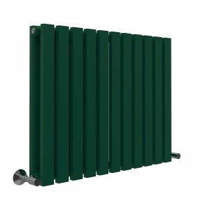 Lulea 600 x 760mm Moss Green Double Flat Panel Horizontal Designer Radiator