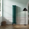 Bern 1800 x 380mm Traditional Blue Green Vertical Four Column Radiator