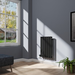 Karlstad 600 x 410mm Black Flat Panel Horizontal Wifi Electric Radiator - 400W