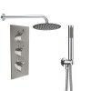 Thurso Chrome Triple Round Handle Concealed Valve with 400mm Round Shower Head and Hand Shower (2 Outlet)