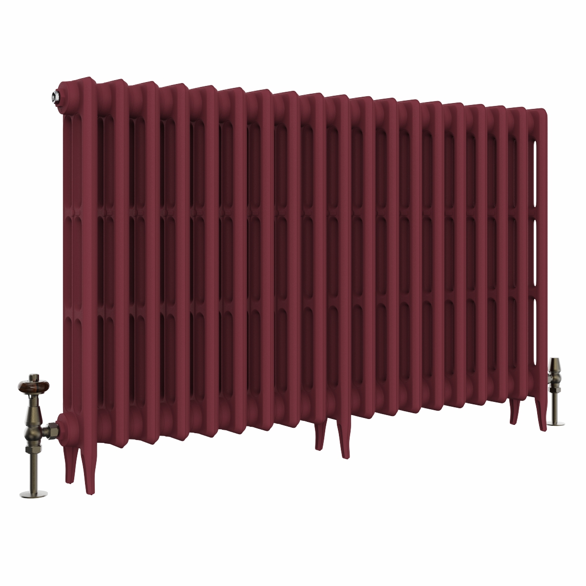 Classic  745 x 1212mm Farrow & Ball Eating Room Red Triple Column Cast Iron Radiator - 19 Sections