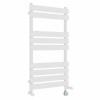 Juva 950 x 500mm Dual Fuel White Flat Panel Thermostatic Touch Control Electric Heated Towel Rail