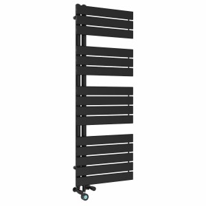 Kristiansund 1380 x 500mm Dual Fuel Black Thermostatic Touch Control Wifi Electric Heated Towel Rail