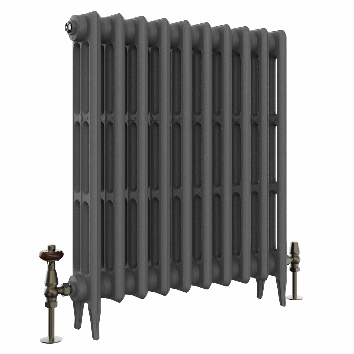 Classic  745 x 654mm  Farrow & Ball Railings Grey Triple Column Cast Iron Radiator - 10 Sections
