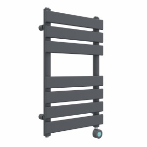 Juva 650 x 400mm Sand Grey Flat Panel Thermostatic Touch Control Wifi Electric Heated Towel Rail