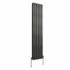 Norden 1600 x 355mm Black Silver Double Vertical Oval Column Designer Radiator