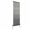 Karlstad 1600 x 546mm Black Silver Single Flat Panel Vertical Designer Radiator