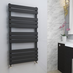 Juva - Designer Anthracite Flat Panel Heated Towel Rail - Choice of Size