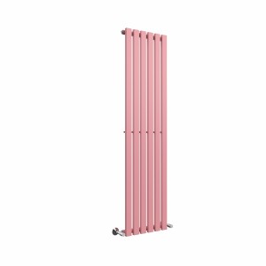 Lulea 1600 x 410mm Rose Clair Pink Single Flat Panel Vertical Designer Radiator