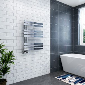 Koli 800 x 600mm Chrome Flat Designer Heated Bathroom Toilet Towel Rail Radiator  