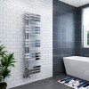 Koli 1600 x 450mm Chrome Flat Designer Heated Bathroom Toilet Towel Rail Radiator
