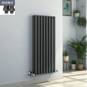 Voss 1200 x 545mm Anthracite Double Oval Tube Vertical Bathroom Toilet Home Radiator 