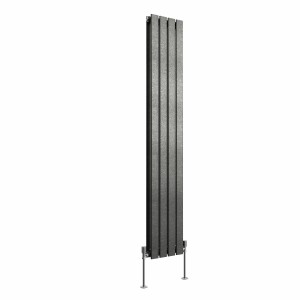 Karlstad 1600 x 274mm Black Silver Double Flat Panel Vertical Designer Radiator