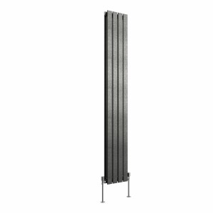 Karlstad 1800 x 274mm Black Silver Double Flat Panel Vertical Designer Radiator