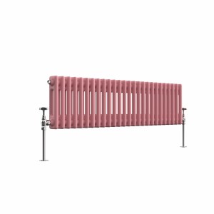 Bern 300 x 1190mm Traditional Rose Clair Pink Double Horizontal Column Radiator