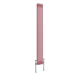 Bern 1500 x 200mm Traditional Rose Clair Pink Double Vertical Column Radiator