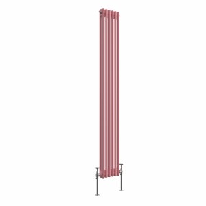 Bern 1800 x 290mm Traditional Rose Clair Pink Double Vertical Column Radiator