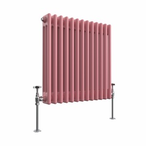 Bern 600 x 605mm Traditional Rose Clair Pink Triple Horizontal Column Radiator