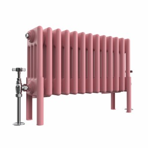 Bern 300 x 605mm Traditional Rose Clair Pink Horizontal Four Column Radiator