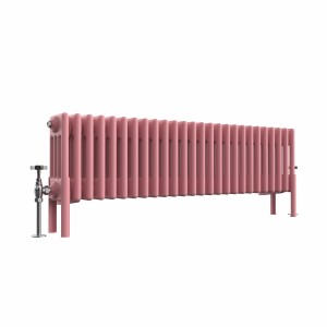 Bern 300 x 1190mm Traditional Rose Clair Pink Horizontal Four Column Radiator