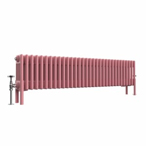 Bern 300 x 1460mm Traditional Rose Clair Pink Horizontal Four Column Radiator