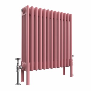 Bern 600 x 605mm Traditional Rose Clair Pink Horizontal Four Column Radiator