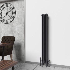 Bern 1500 x 200mm Traditional Anthracite Vertical Four Column Radiator