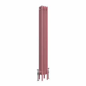 Bern 1500 x 200mm Traditional Rose Clair Pink Vertical Four Column Radiator
