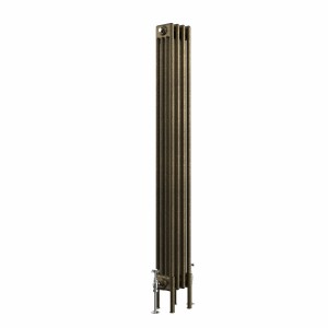 Bern 1500 x 200mm Traditional Black Gold Vertical Four Column Radiator