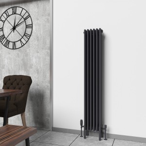 Bern 1500 x 290mm Traditional Anthracite Vertical Four Column Radiator