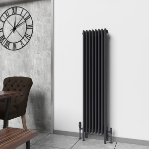 Bern 1500 x 380mm Traditional Anthracite Vertical Four Column Radiator