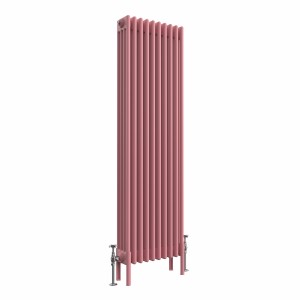 Bern 1500 x 470mm Traditional Rose Clair Pink Vertical Four Column Radiator