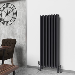 Bern 1500 x 560mm Traditional Anthracite Vertical Four Column Radiator