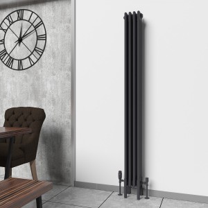 Bern 1800 x 200mm Traditional Anthracite Vertical Four Column Radiator