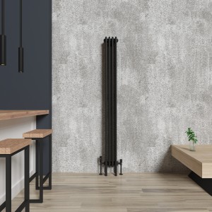 Bern 1800 x 200mm Traditional Black Vertical Four Column Radiator