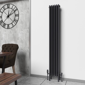 Bern 1800 x 290mm Traditional Anthracite Vertical Four Column Radiator