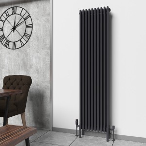 Bern 1800 x 470mm Traditional Anthracite Vertical Four Column Radiator