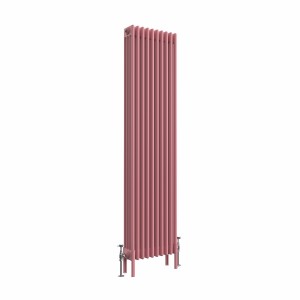 Bern 1800 x 470mm Traditional Rose Clair Pink Vertical Four Column Radiator
